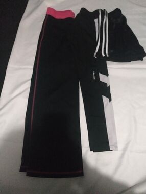 Black Sweatpants with Pink, Black And White Leggings And Shorts